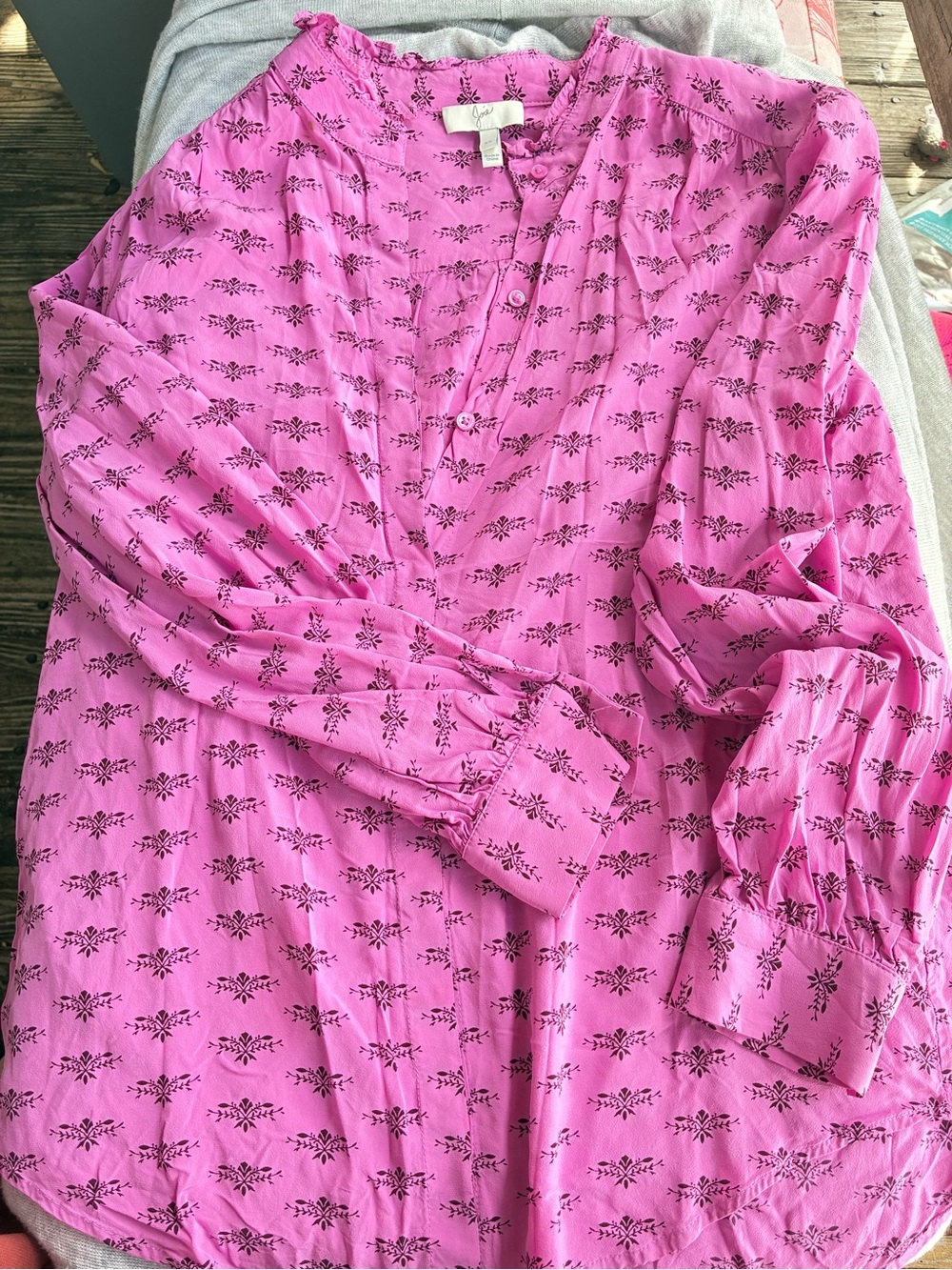 Joie Hot Pink Floral-Print Long-Sleeve Sleep Top